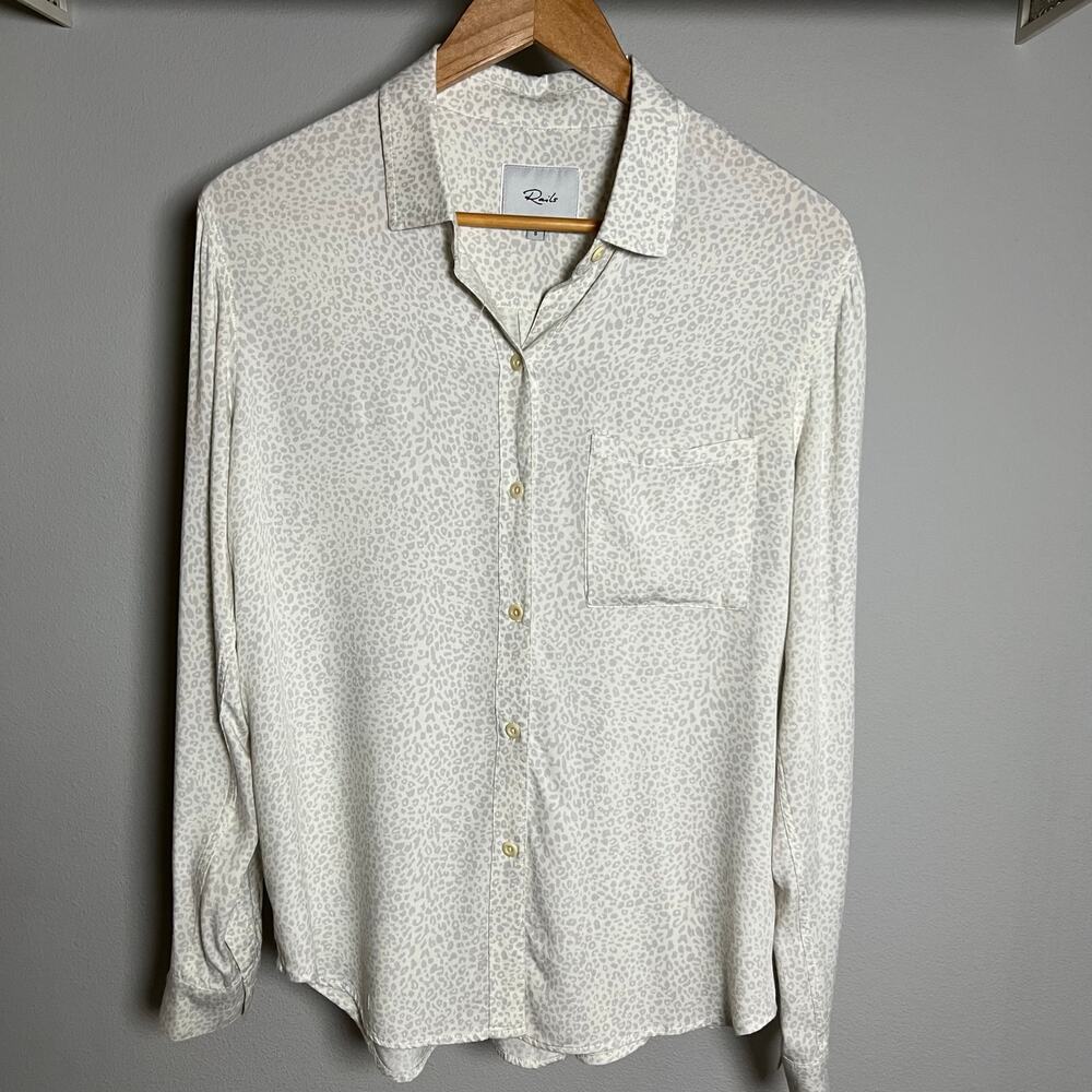 Rails Leopard Print Long Sleeve Button Blouse - image 1